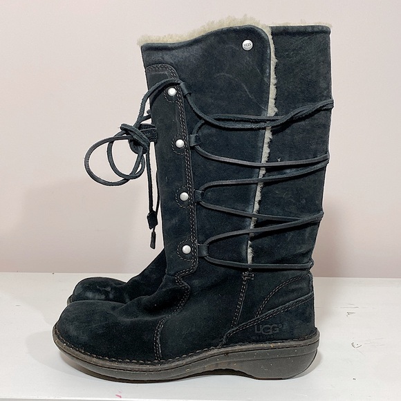 UGG Surfcat Suede Lace Up Boot Black 8 - Picture 3 of 8